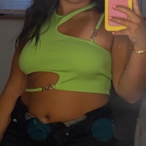 Urban Outfitters Bright Green Cutout Crop Top